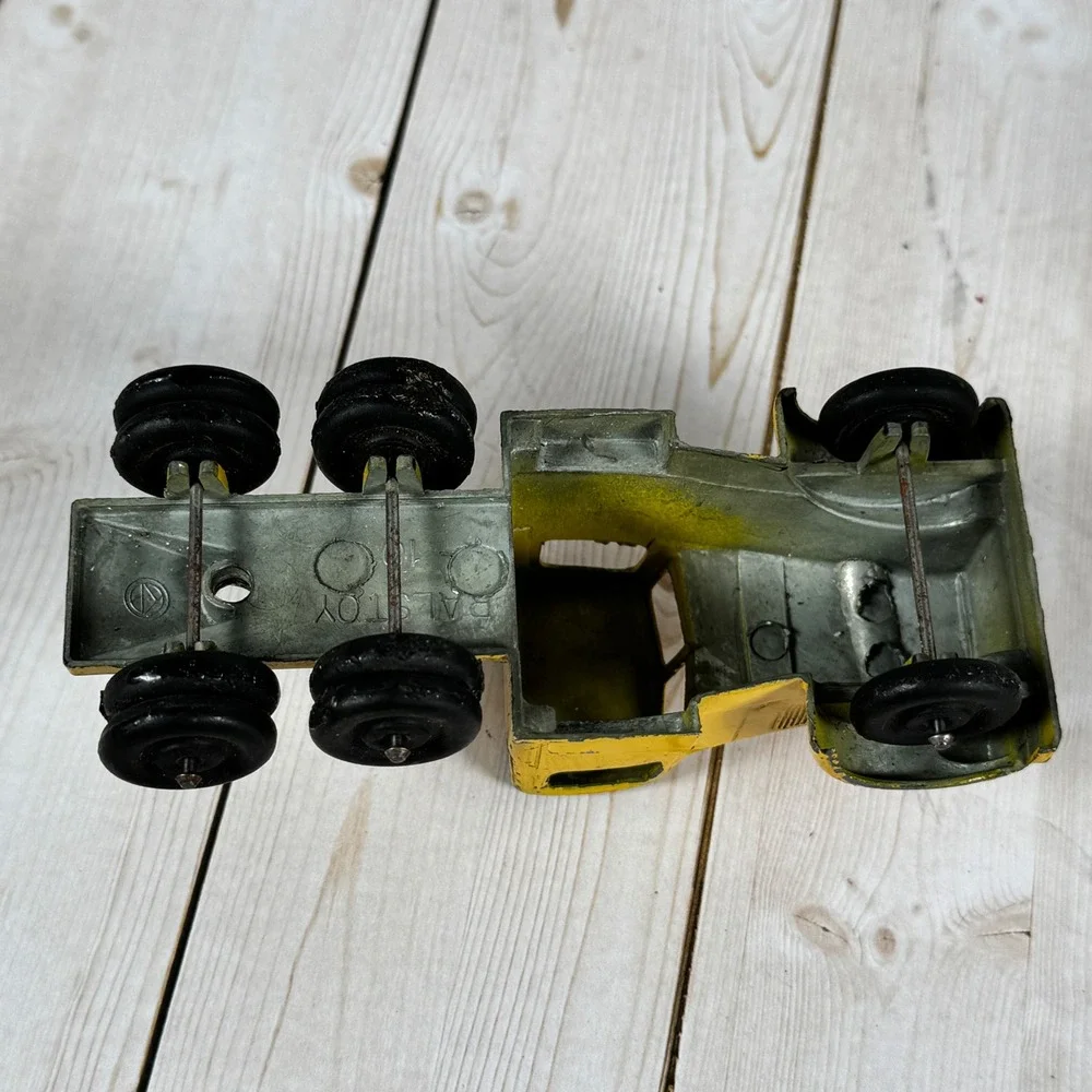 Vintage Ralstoy Pressed Steel‎ Semi Truck Yellow Cab Red Trailer 1950s